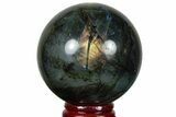 Flashy, Polished Labradorite Sphere - Great Color Play #227299-1